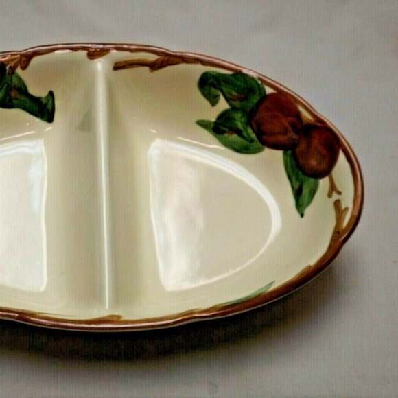 Franciscan Earthenware Hand Painted Apple Divided Oval Vegetable Bowl USA 63-71 - Picture 3 of 13